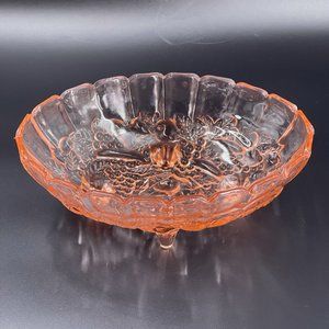 VGT Pink Depression Oval Footed Fruit Glass Bowl